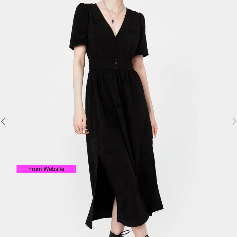 Disturbia Medea Jacquard V-Neck Midaxi Dress